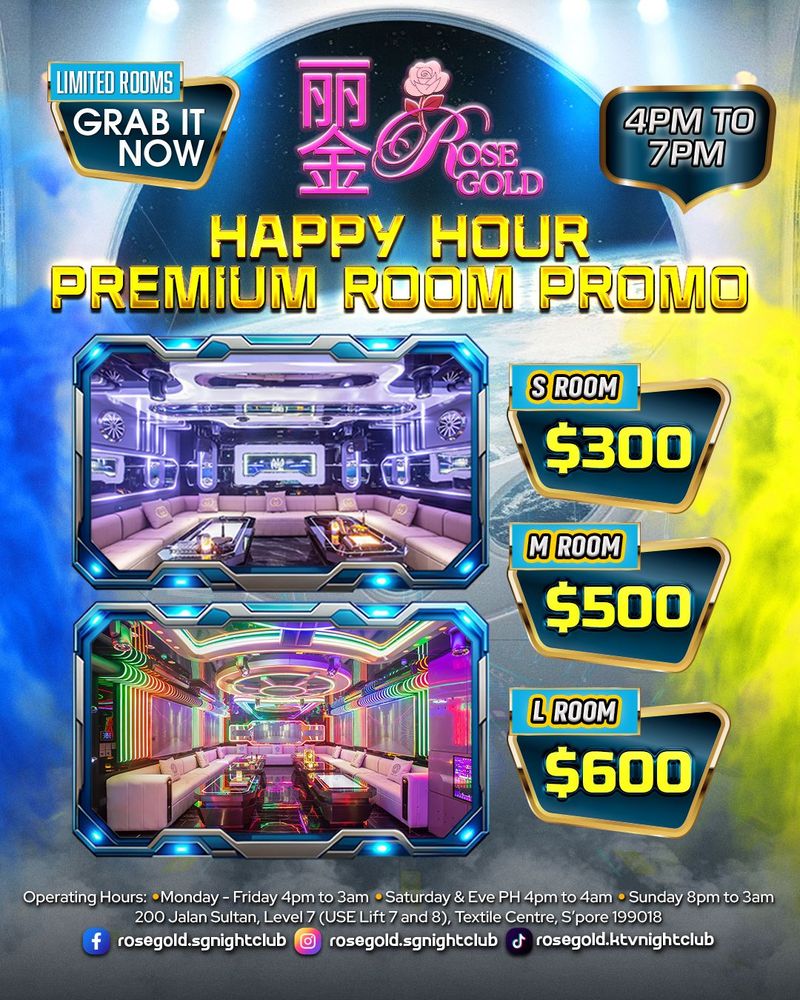 Happy Hour Premium Room Promo - S/M/L rooms